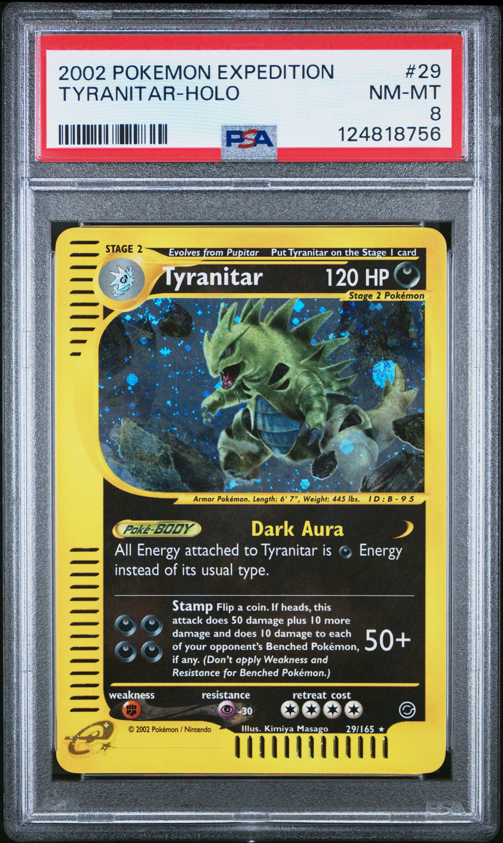 TYRANITAR-HOLO 2002 POKEMON EXPEDITION PSA NM-MT 8