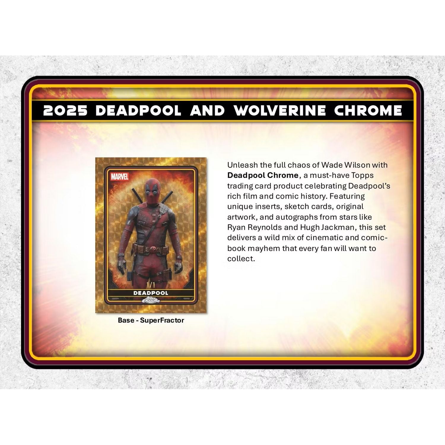 2025 Topps Marvel Chrome Deadpool Hobby Box