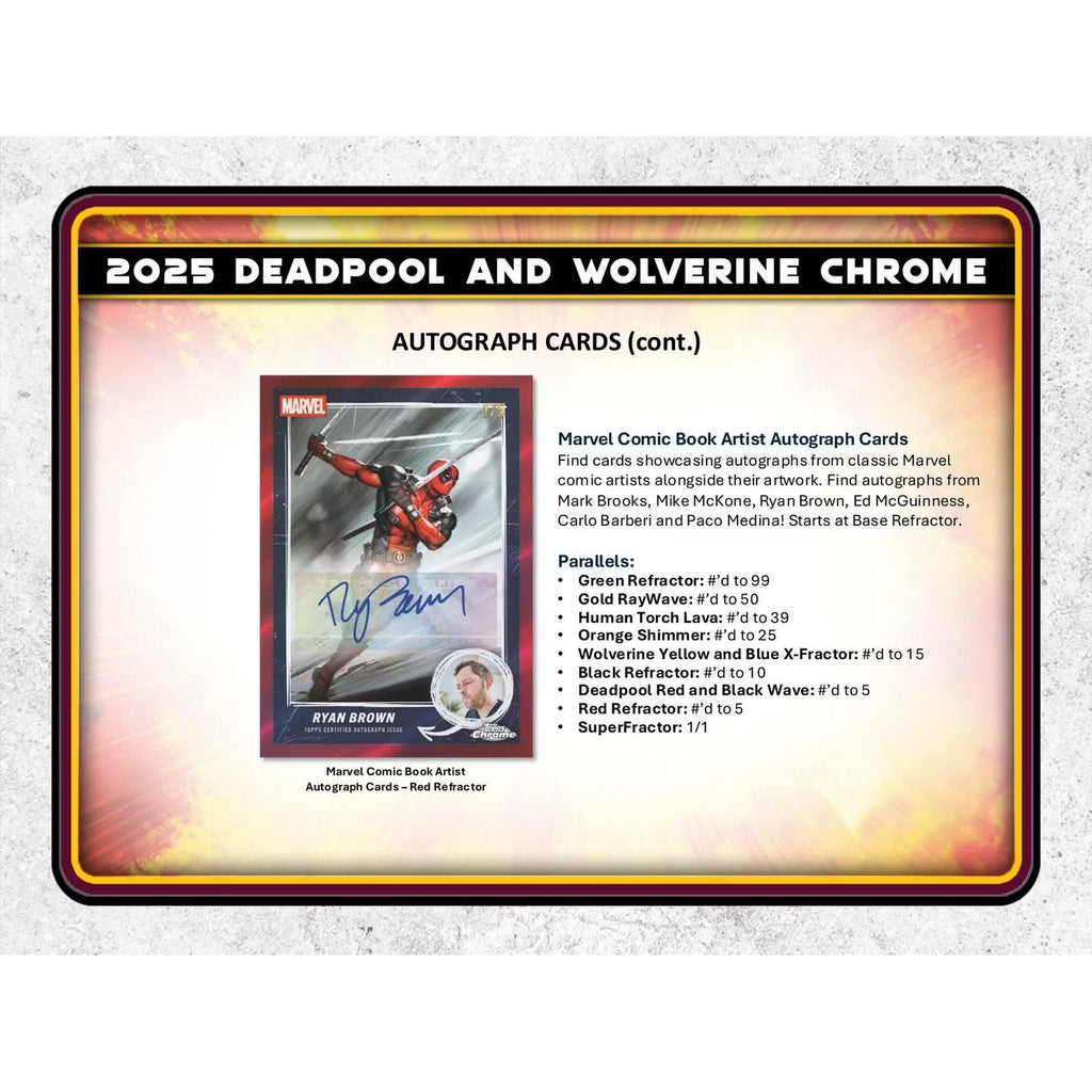 2025 Topps Marvel Chrome Deadpool Hobby Box