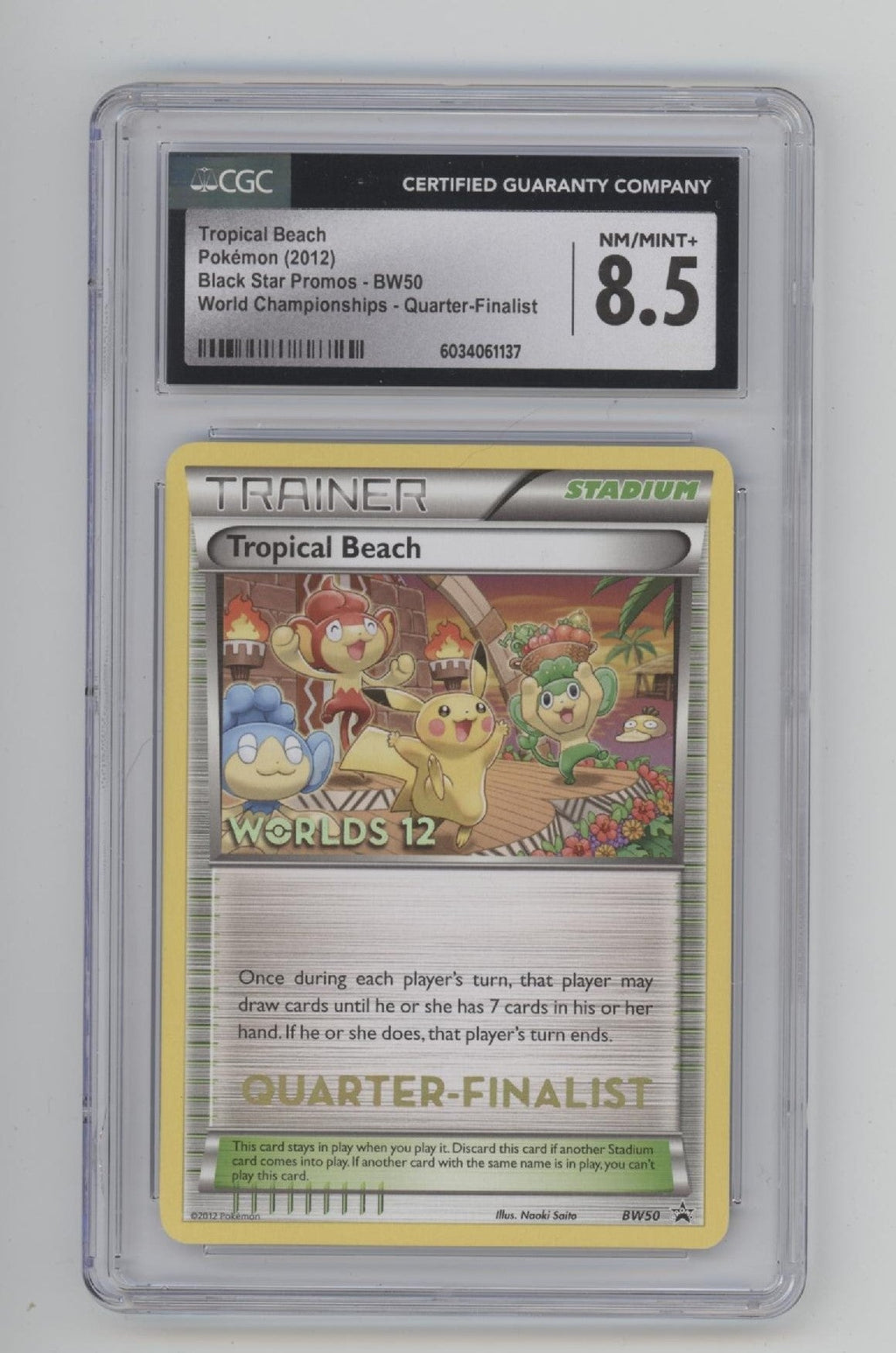 Tropical Beach Pokemon World Championships Quarter Finalist Promo #BW50 CGC 8.5
