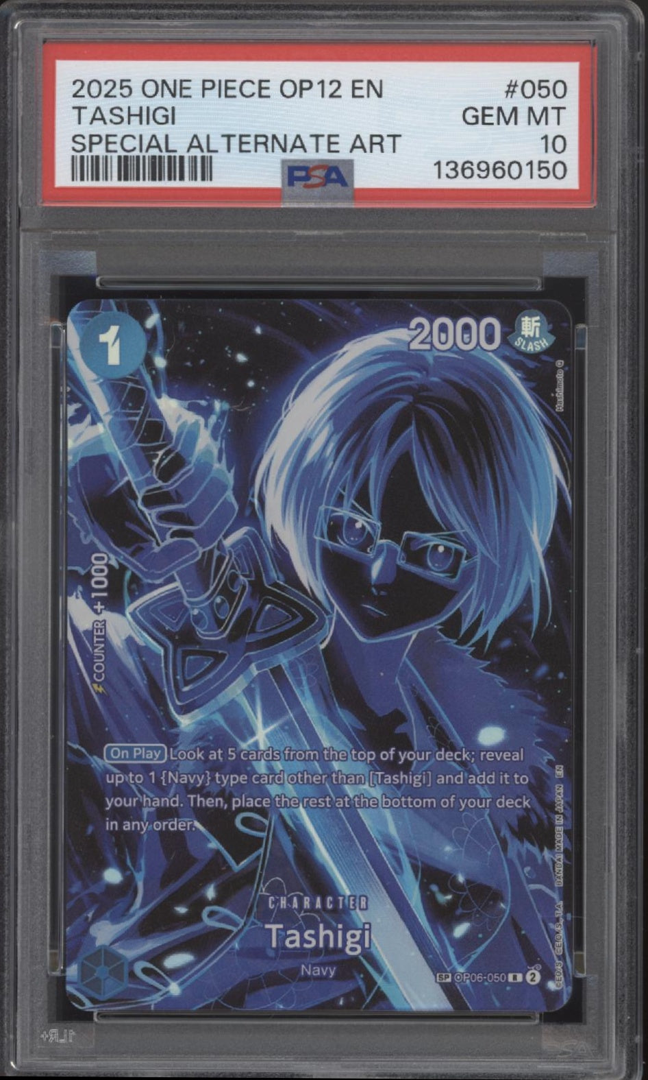 Tashigi One Piece Card Game Legacy of the Master Special Alt Art #050 PSA 10