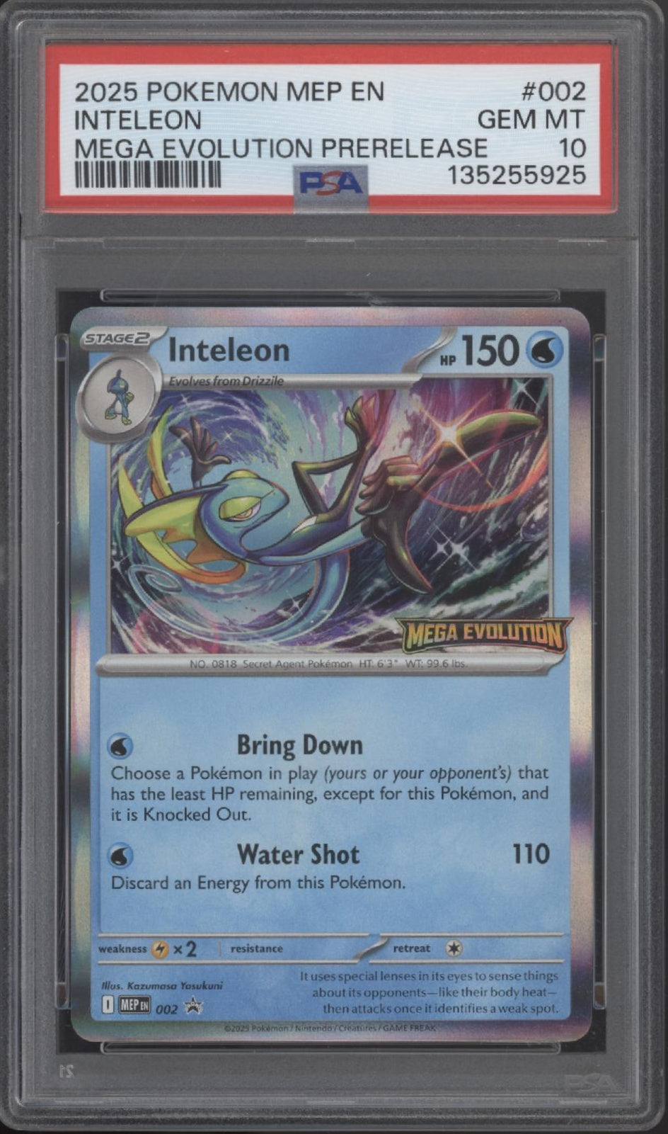 Inteleon Pokemon Mega Evolution Prerelease #002 PSA 10
