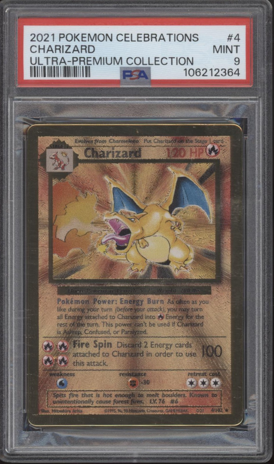 Charizard Pokemon Celebrations Ultra Premium Collection Metal Card #4 PSA 9