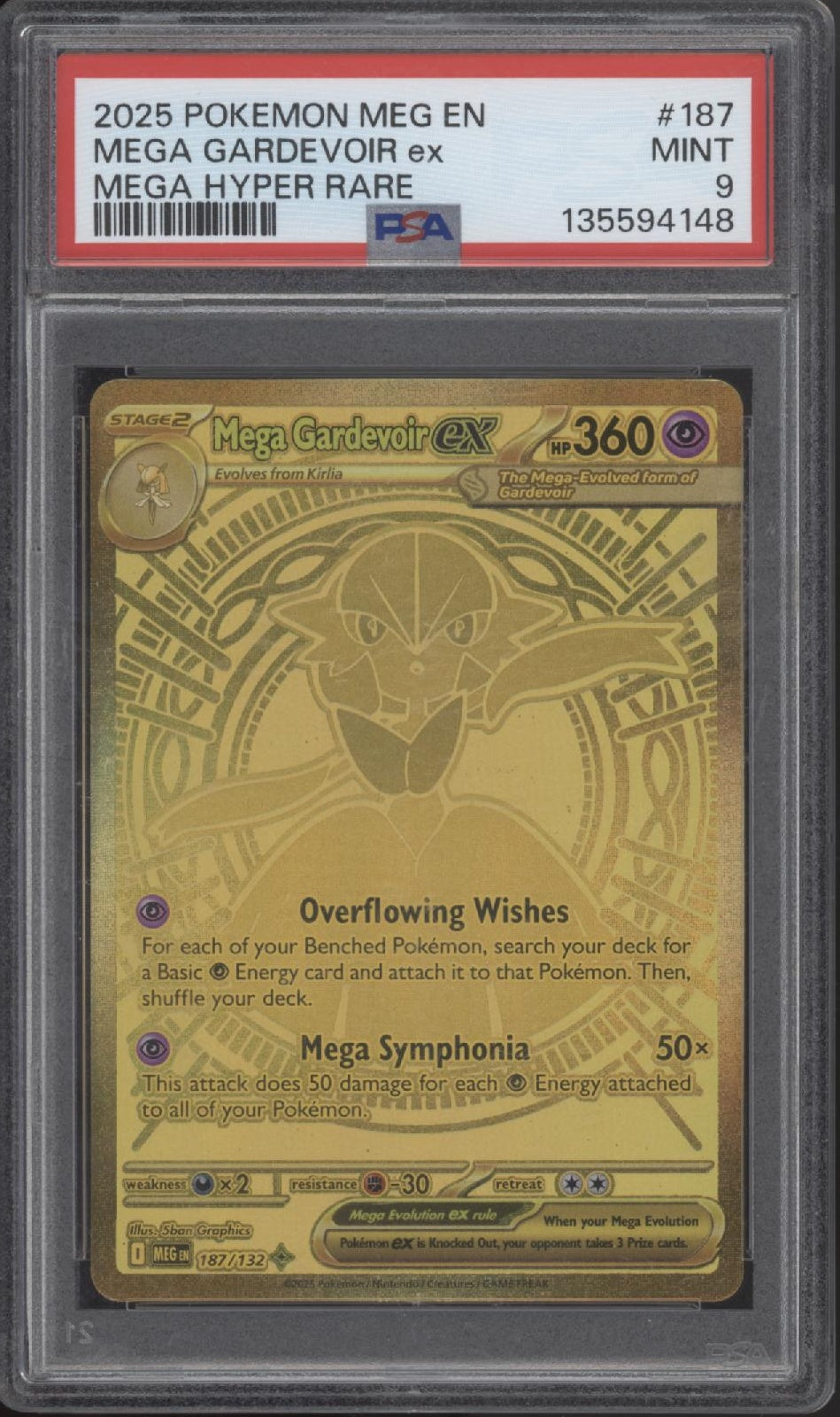Mega Gardevoir ex Pokemon Mega Evolution Mega Hyper Rare #187 PSA 9