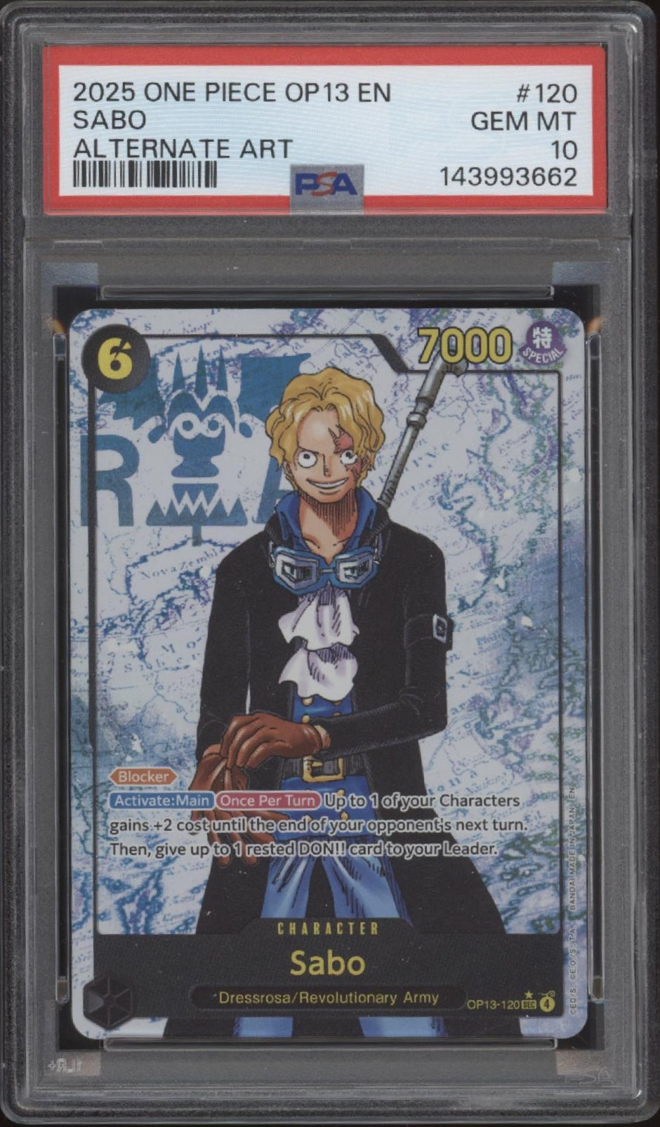 Sabo One Piece Card Game OP13 Alternate Art #120 PSA 10