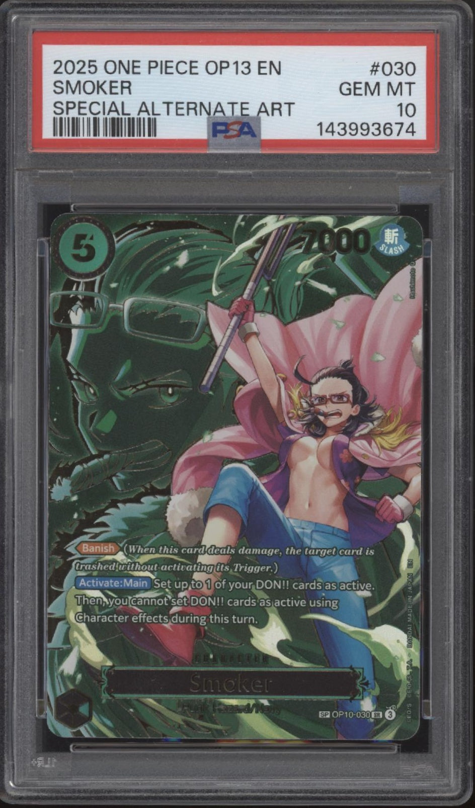 Smoker One Piece Card Game OP13 Special Alternate Art #030 PSA 10