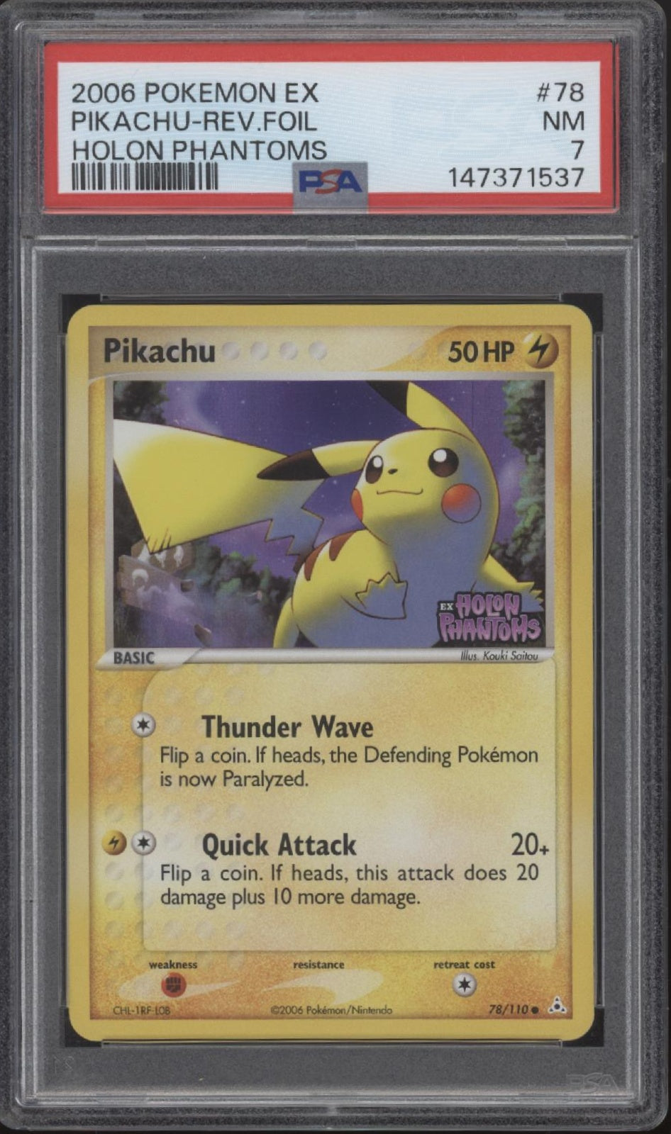 Pikachu ex Pokemon Holon Phantoms Reverse Holo #78 PSA 7