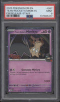 Team Rocket's Mimikyu Pokemon Destined Rivals Prerelease Staff Promo #087 PSA 9