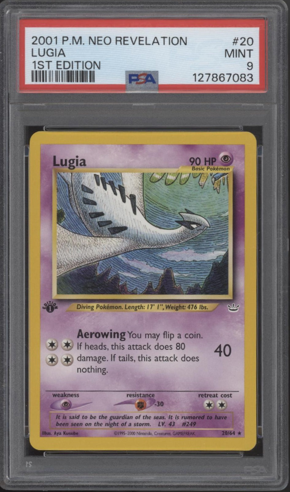 Lugia Pokemon Neo Revelation 1st Edition #20 PSA 9