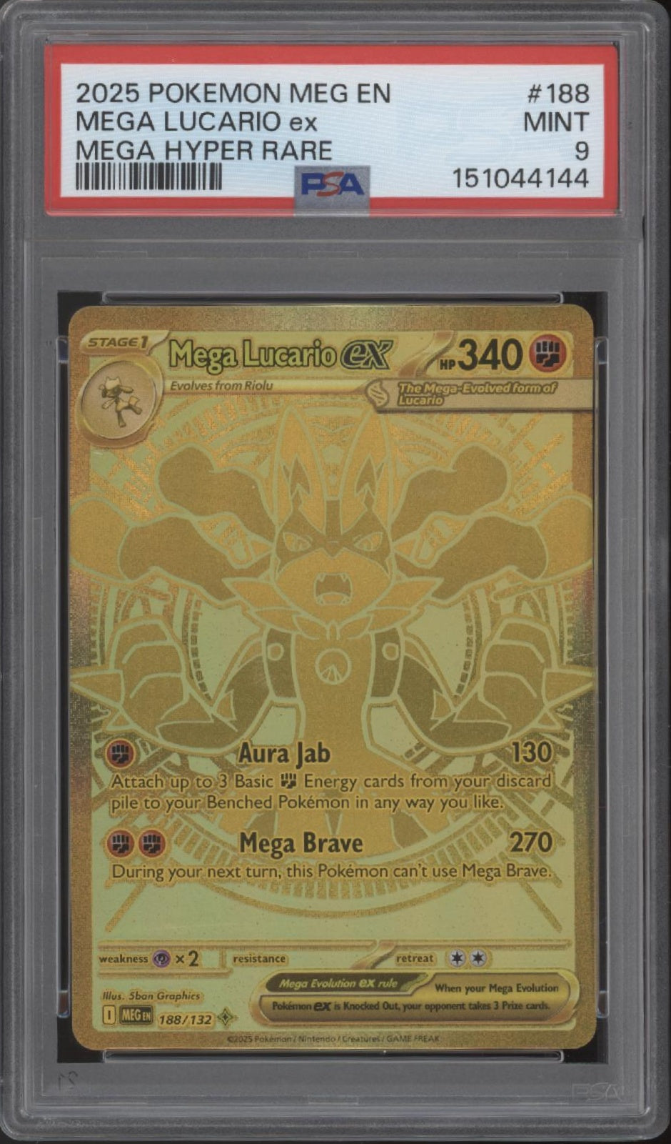Mega Lucario ex Pokemon Mega Evolution Mega Hyper Rare #188 PSA 9