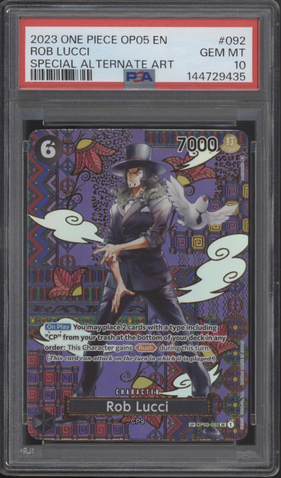 Rob Lucci One Piece Card Game OP05 Special Alternate Art #092 PSA 10