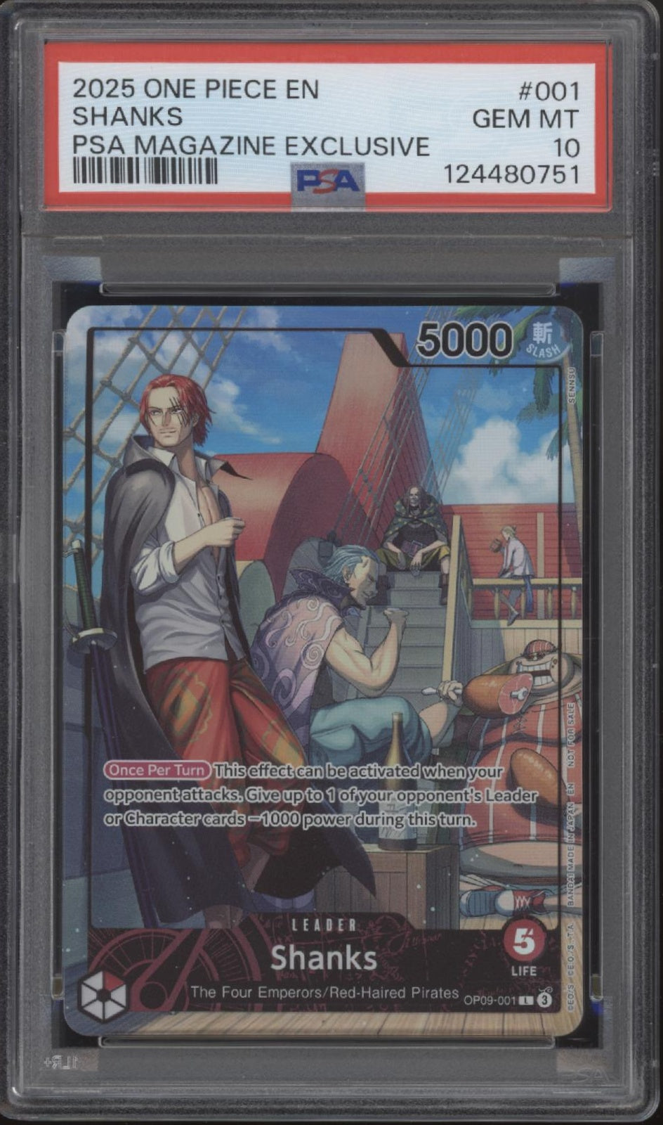 Shanks One Piece Card Game PSA Magazine Exclusive #001 PSA 10