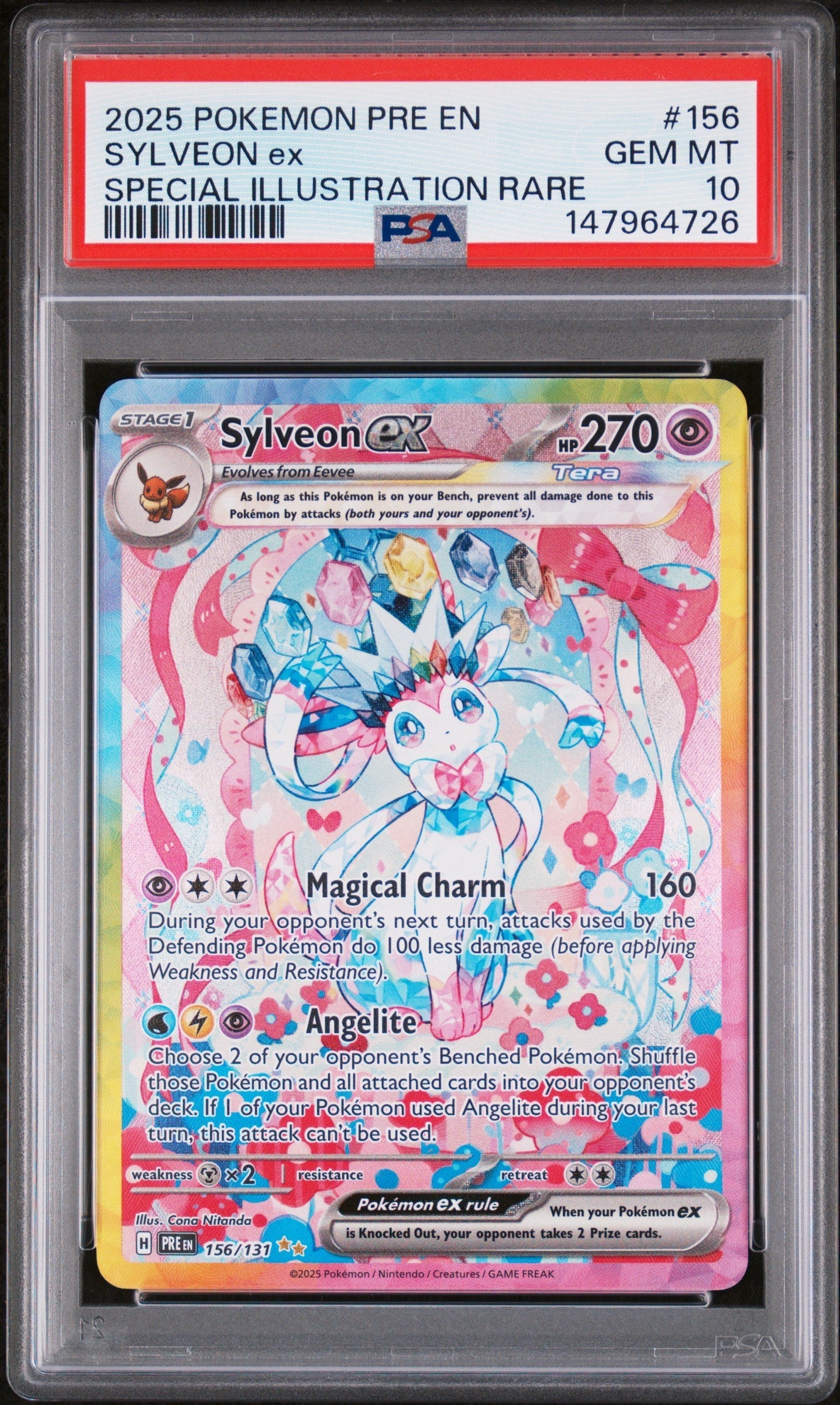 SYLVEON ex SPECIAL ILLUSTRATION RARE 2025 POKEMON PRE EN-PRISMATIC EVOLUTIONS PSA GEM MT 10