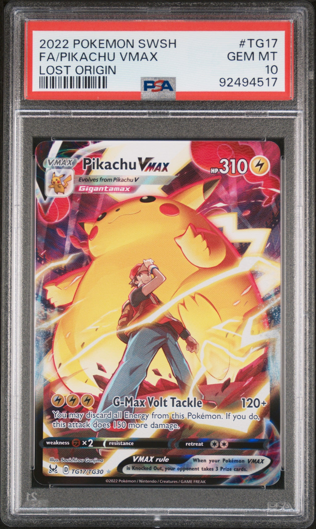 FA/PIKACHU VMAX LOST ORIGIN 2022 POKEMON SWORD & SHIELD LOST ORIGIN PSA GEM MT 10