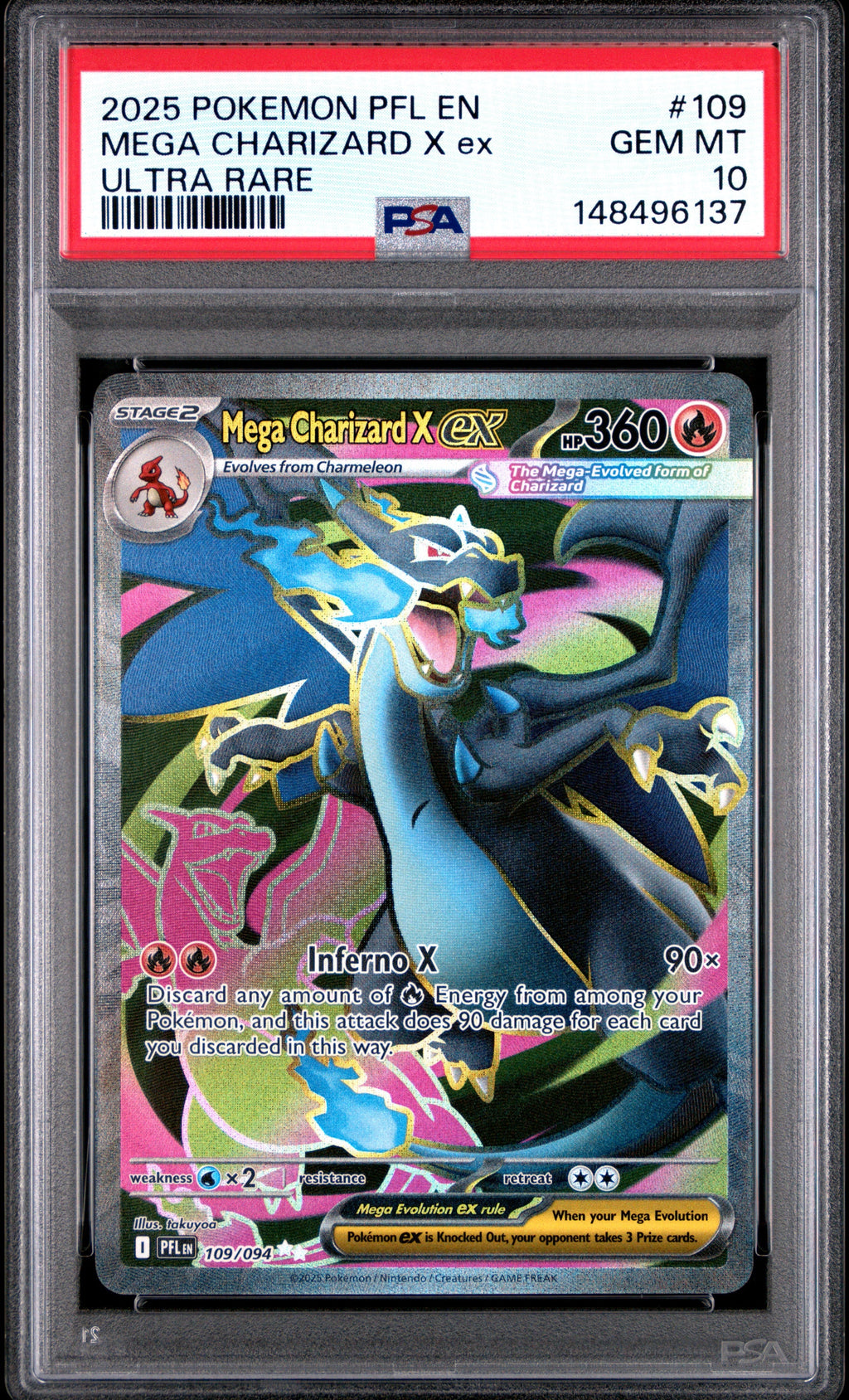 PSA GEM MT 10 Mega Charizard X Ex(109/094) [Pfl En-Phantasmal Flames] - 148496137