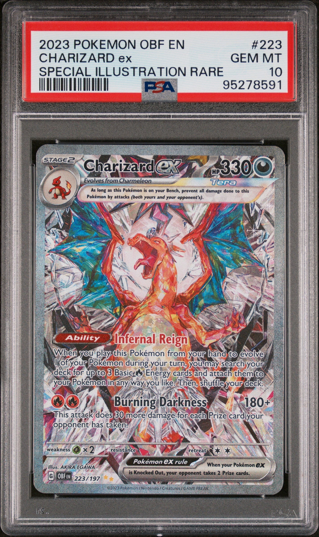CHARIZARD ex SPECIAL ILLUSTRATION RARE 2023 POKEMON OBF EN-OBSIDIAN FLAMES PSA GEM MT 10