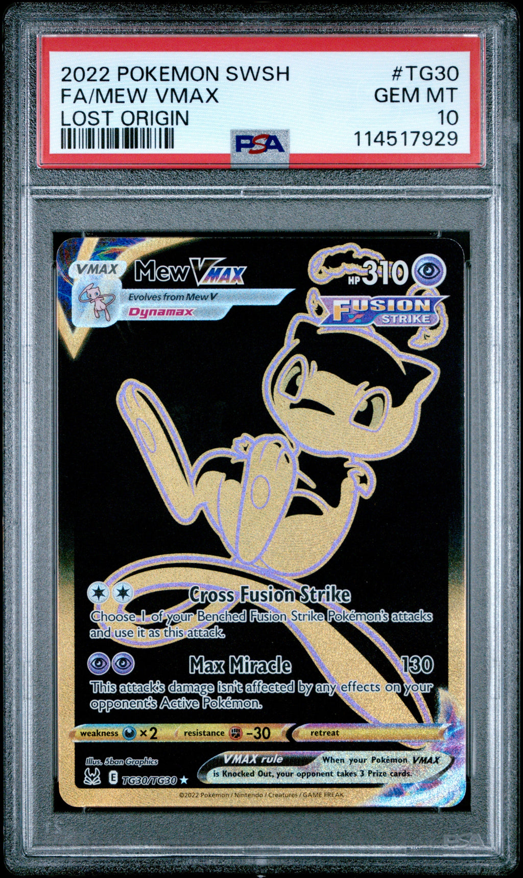 FA/MEW VMAX LOST ORIGIN 2022 POKEMON SWORD & SHIELD LOST ORIGIN PSA GEM MT 10
