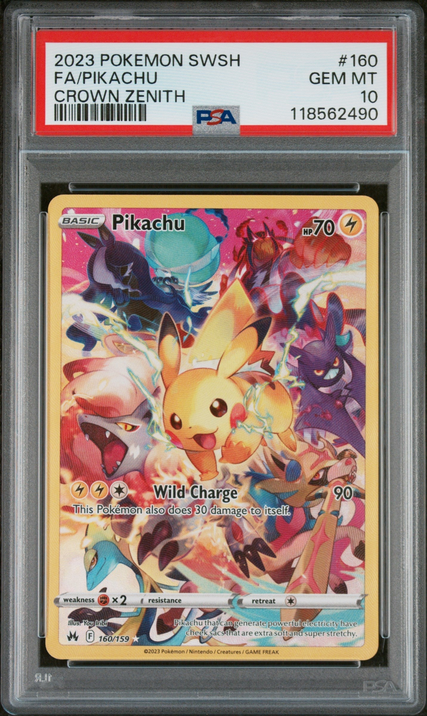 FA/PIKACHU CROWN ZENITH 2023 POKEMON SWORD AND SHIELD CROWN ZENITH PSA GEM MT 10