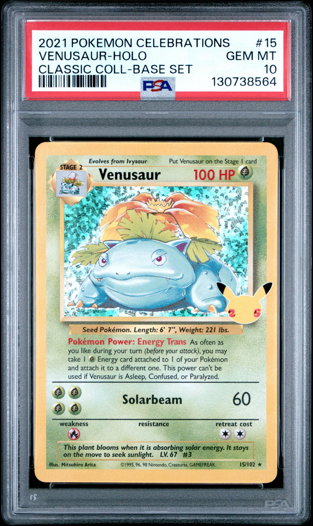 VENUSAUR-HOLO CLASSIC COLL-BASE SET 2021 POKEMON CELEBRATIONS CLASSIC COLLECTION PSA GEM MT 10